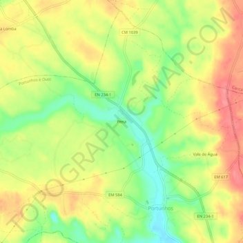 Carte topographique Pena, altitude, relief