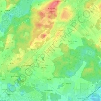 Carte topographique Wolkering, altitude, relief
