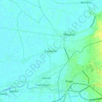 Carte topographique Canaman, altitude, relief