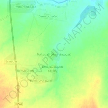 Carte topographique Turkapalli (Hussainsagar), altitude, relief