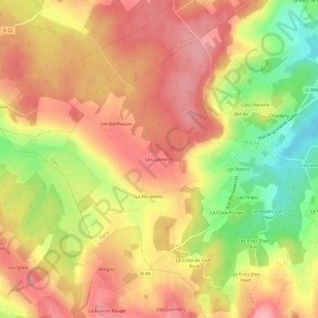 Carte topographique Les Laurents, altitude, relief