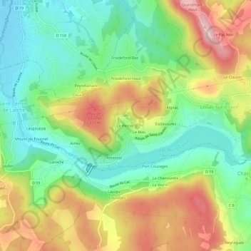 Carte topographique Le Perrier, altitude, relief