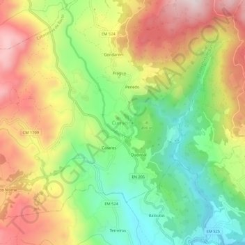 Carte topographique Cumieira, altitude, relief