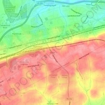 Carte topographique Frazer, altitude, relief