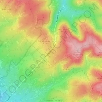 Carte topographique Gauseköte, altitude, relief