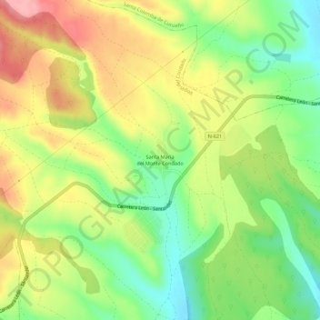 Carte topographique Santa María del Monte Condado, altitude, relief