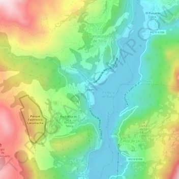 Carte topographique Saqués, altitude, relief