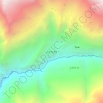 Carte topographique Chumling, altitude, relief