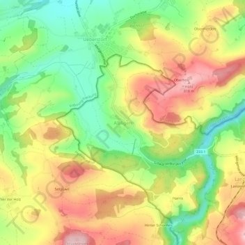 Carte topographique Albligen, altitude, relief