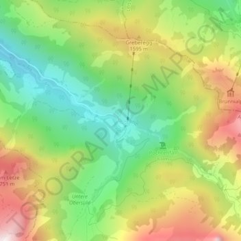 Carte topographique Suldstrasse, altitude, relief