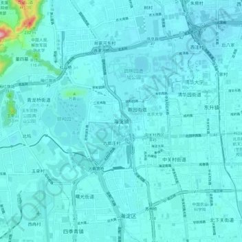 Carte topographique 海淀镇, altitude, relief