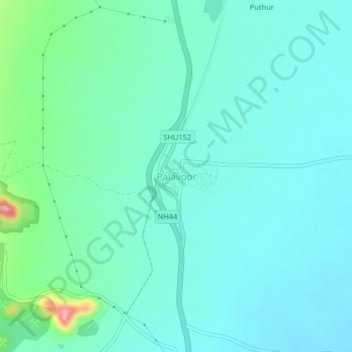 Carte topographique Palavoor, altitude, relief
