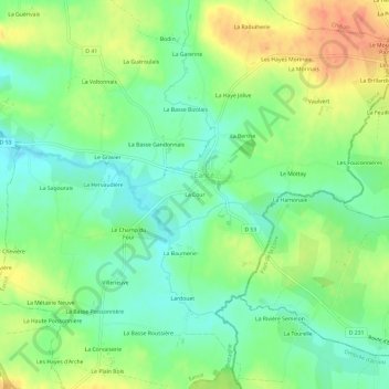 Carte topographique La Cour, altitude, relief