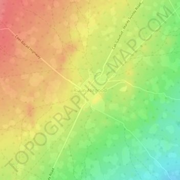 Carte topographique Ruun-Nirgood, altitude, relief