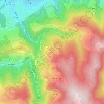 Carte topographique Le Breuil, altitude, relief