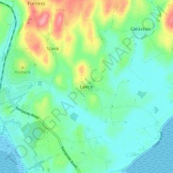 Carte topographique Leece, altitude, relief