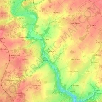 Carte topographique La Barre, altitude, relief