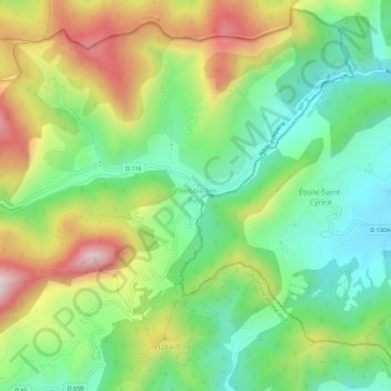Carte topographique Villebois-les-Pins, altitude, relief