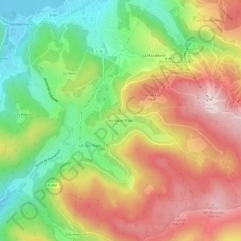 Carte topographique Les Hauts Rupts, altitude, relief