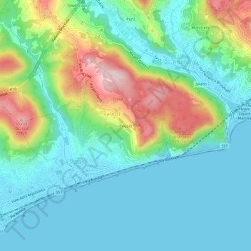 Carte topographique Poggio, altitude, relief