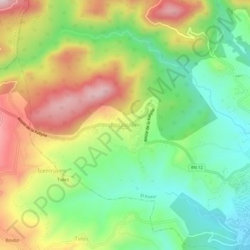 Carte topographique Bouzoulem, altitude, relief