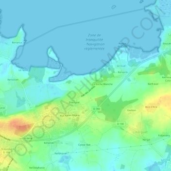 Carte topographique Kerbodec, altitude, relief