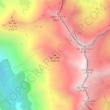Carte topographique Le Galbe, altitude, relief
