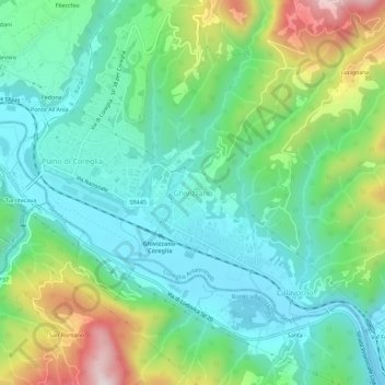 Carte topographique Ghivizzano, altitude, relief