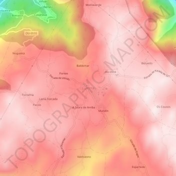 Carte topographique Luíntra, altitude, relief