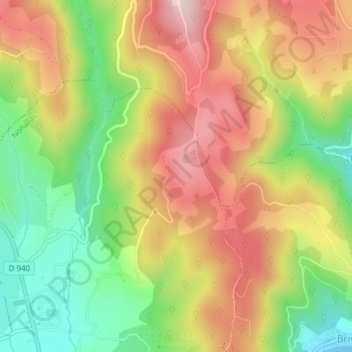Carte topographique Rabiat, altitude, relief