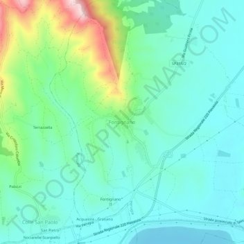 Carte topographique Fontignano, altitude, relief