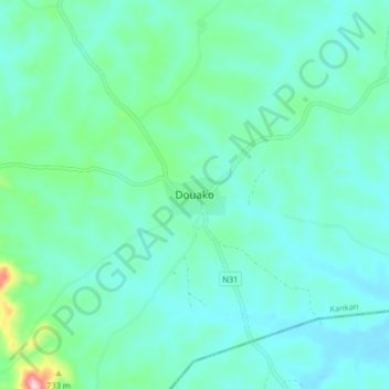 Carte topographique Douako, altitude, relief