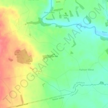 Carte topographique Cow Hill, altitude, relief