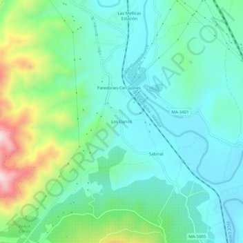 Carte topographique Los Llanos, altitude, relief