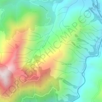 Carte topographique Valle Del Cauca, altitude, relief