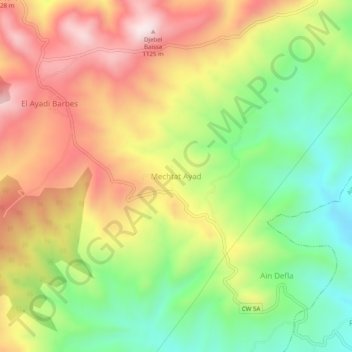 Carte topographique Mechtat Ayad, altitude, relief