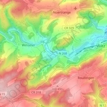 Carte topographique Lameschmillen, altitude, relief