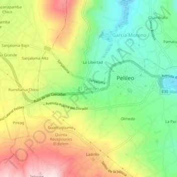 Carte topographique El Tambo, altitude, relief