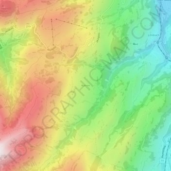 Carte topographique Ruhren, altitude, relief