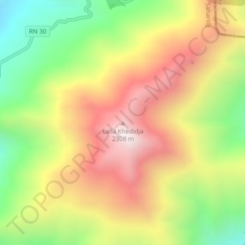 Carte topographique Lalla Khedidja, altitude, relief