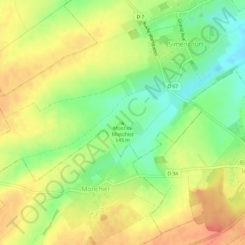 Carte topographique Mont de Monchiet, altitude, relief