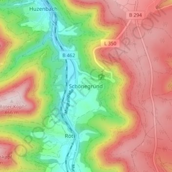 Carte topographique Schönegründ, altitude, relief