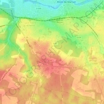 Carte topographique Guarderon, altitude, relief