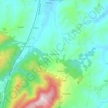 Carte topographique Percozzone, altitude, relief