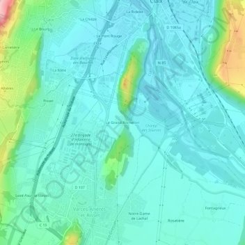 Carte topographique Le Grand Rochefort, altitude, relief
