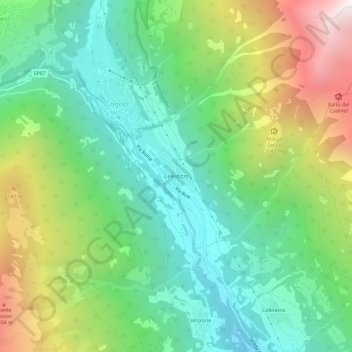 Carte topographique Calledizzo, altitude, relief