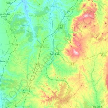 Carte topographique Pombal, altitude, relief