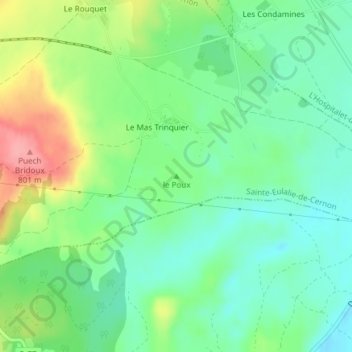 Carte topographique le Poux, altitude, relief