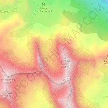 Carte topographique La Grande Manche, altitude, relief
