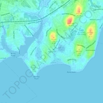 Carte topographique Bayview, altitude, relief